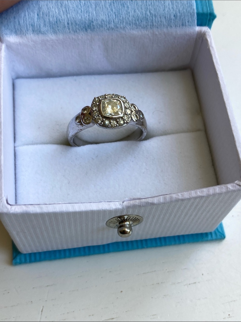 Size 6 .925 Sterling Silver Engagement Ring Moissanite Center Stone Women's Jewe